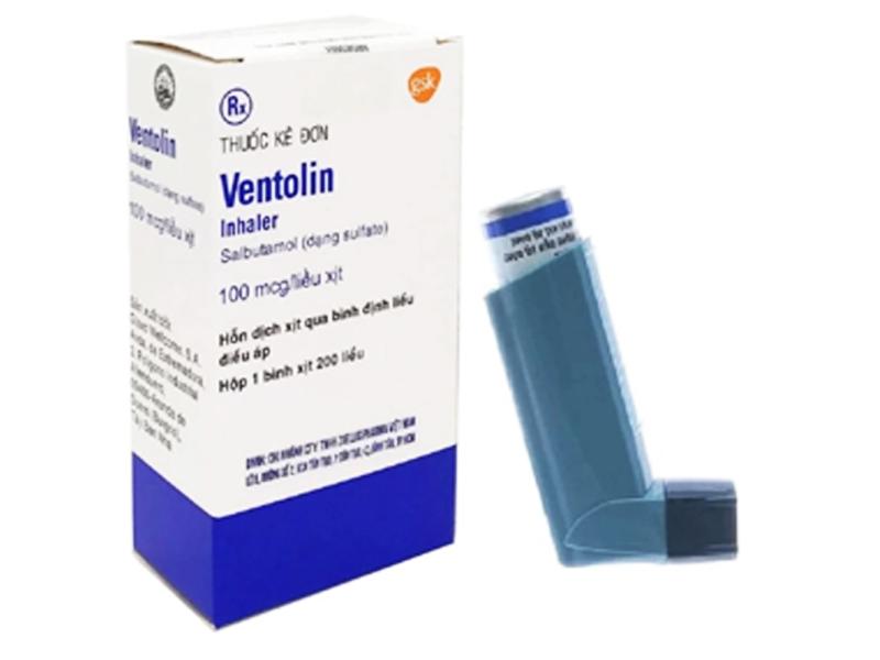 Hỗn dịch xịt Ventolin Inhaler 100mcg/liều GSK giãn cơ trơn phế quản (200 liều)