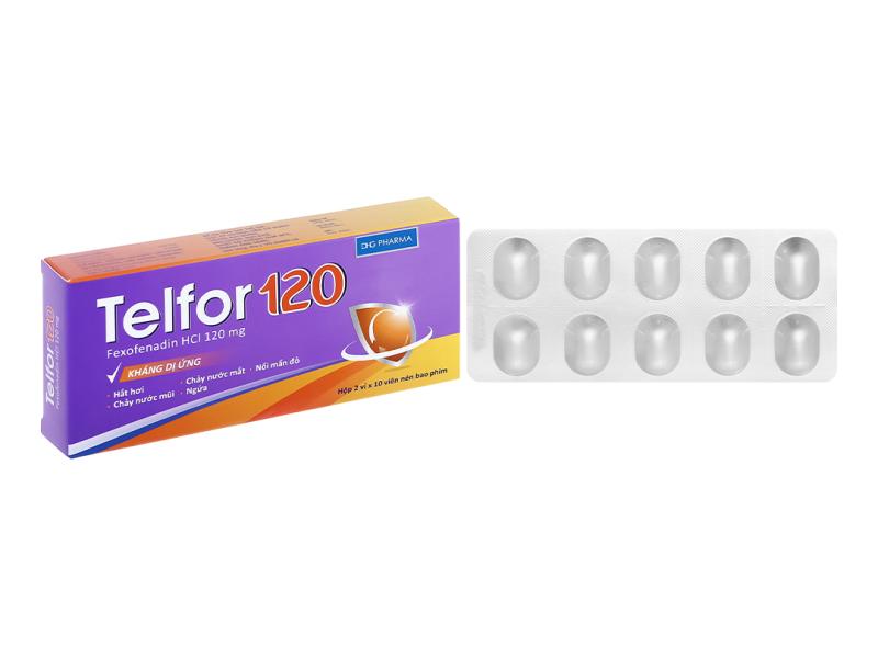 Telfor 120 trị các triệu chứng viêm mũi dị ứng, mày đay (2 vỉ x 10 viên)