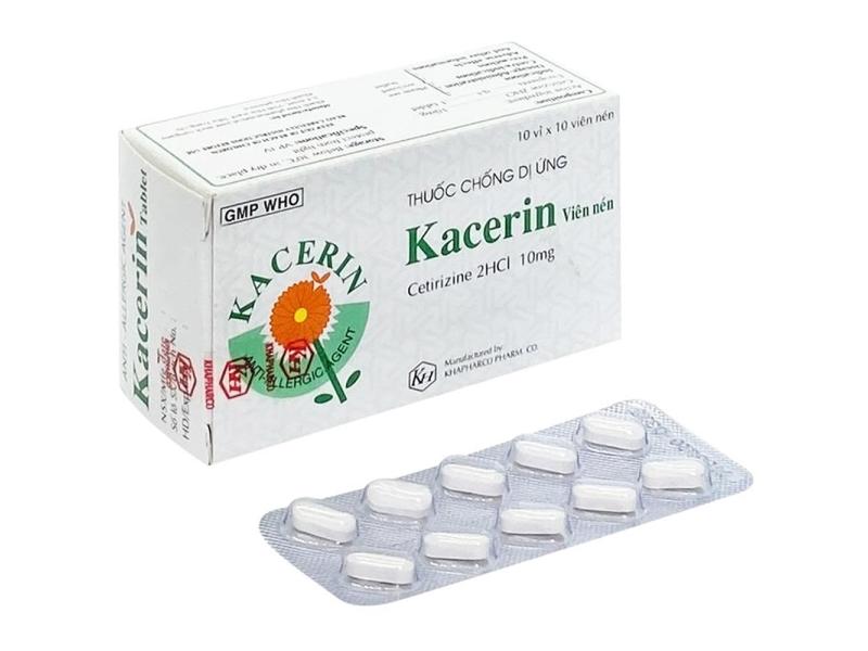 Thuốc chống dị ứng Kacerin 10mg Khapharco điều trị triệu chứng viêm mũi (10 vỉ x 10 viên)